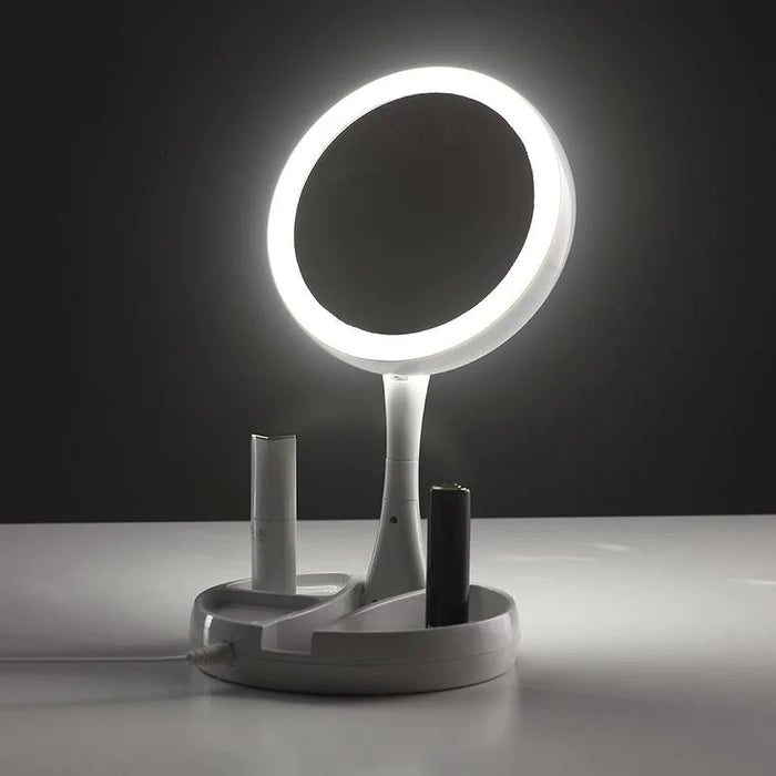 Espelho Duplo para Maquiagem com Iluminação em LED e Aumento de 10x - Zoom Light