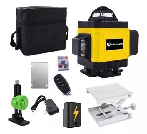 Nível A Laser Pracmanu 16 Linhas C/ Suporte Parede + Controle + Bolsa