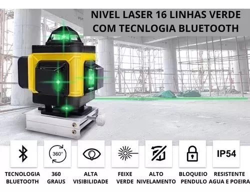 Nível A Laser Pracmanu 16 Linhas C/ Suporte Parede + Controle + Bolsa