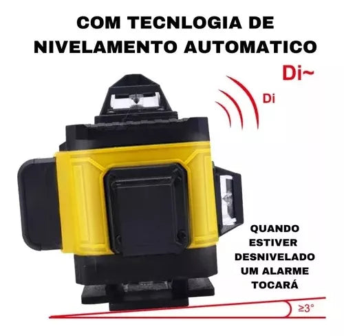 Nível A Laser Pracmanu 16 Linhas C/ Suporte Parede + Controle + Bolsa