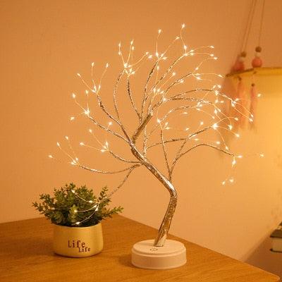Mini árvore de fio de cobre com iluminação agradável - Tem diversos