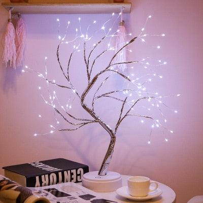 Mini árvore de fio de cobre com iluminação agradável - Tem diversos