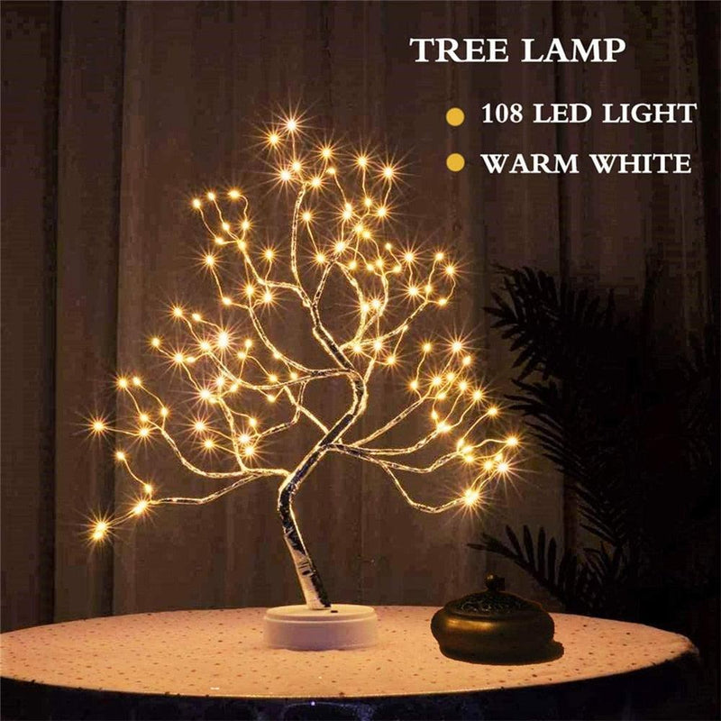 Mini árvore de fio de cobre com iluminação agradável - Tem diversos