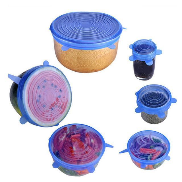 Conjunto Flexível de Tampa Universal em Silicone - 6 Peças.