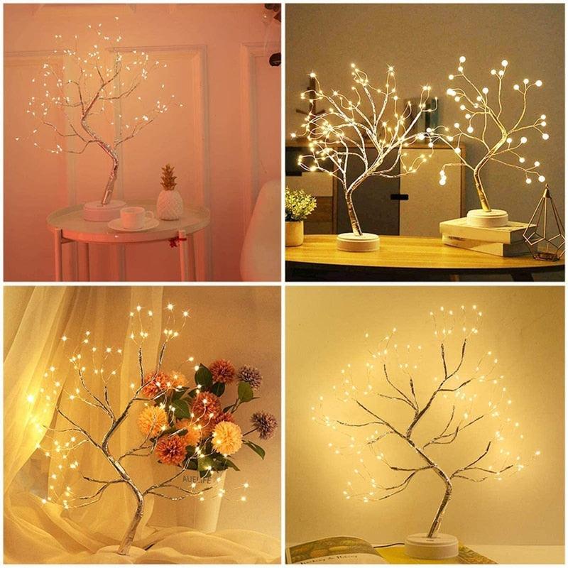 Mini árvore de fio de cobre com iluminação agradável - Tem diversos