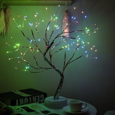 Mini árvore de fio de cobre com iluminação agradável - Tem diversos