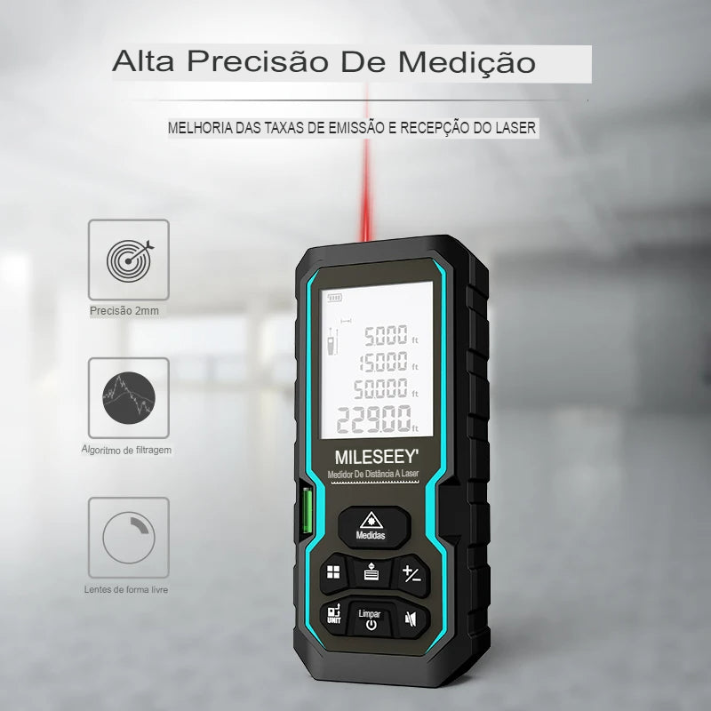 Trena Digital Laser Alta Precisão Profissional Mileseey X6 IP54