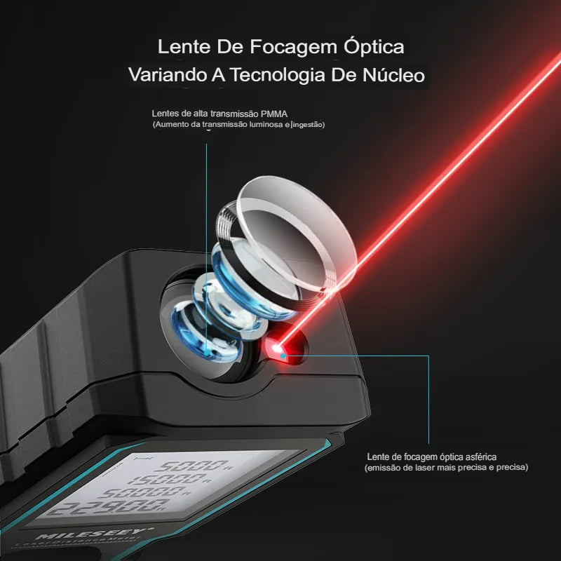 Trena Digital Laser Alta Precisão Profissional Mileseey X6 IP54