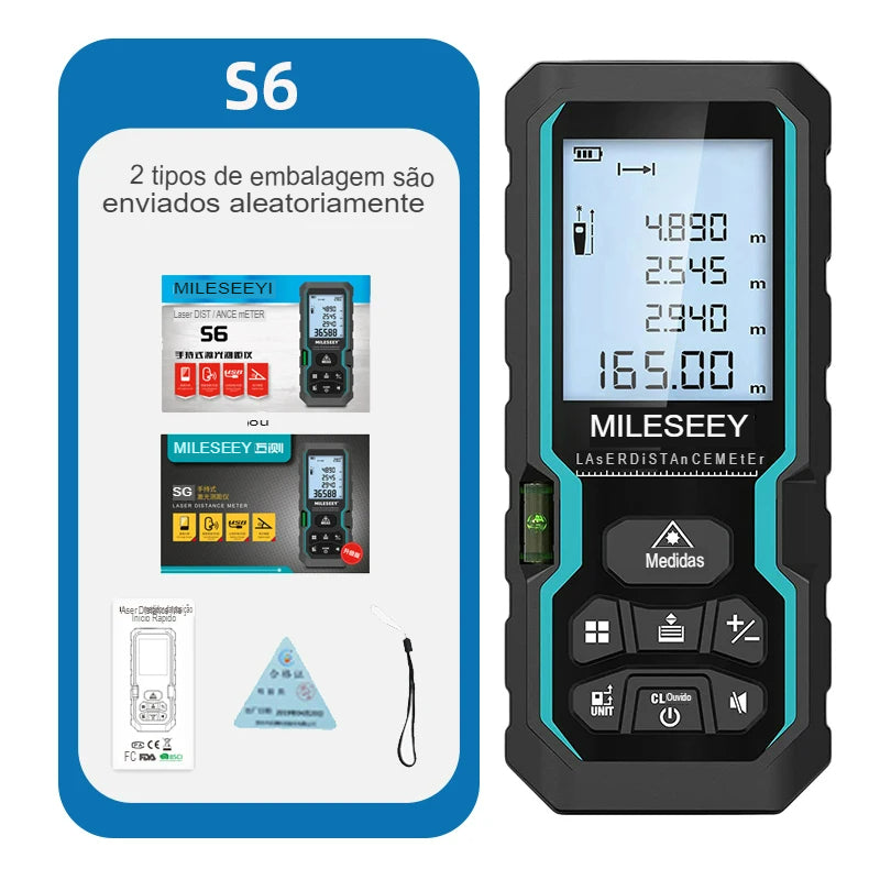 Trena Digital Laser Alta Precisão Profissional Mileseey X6 IP54