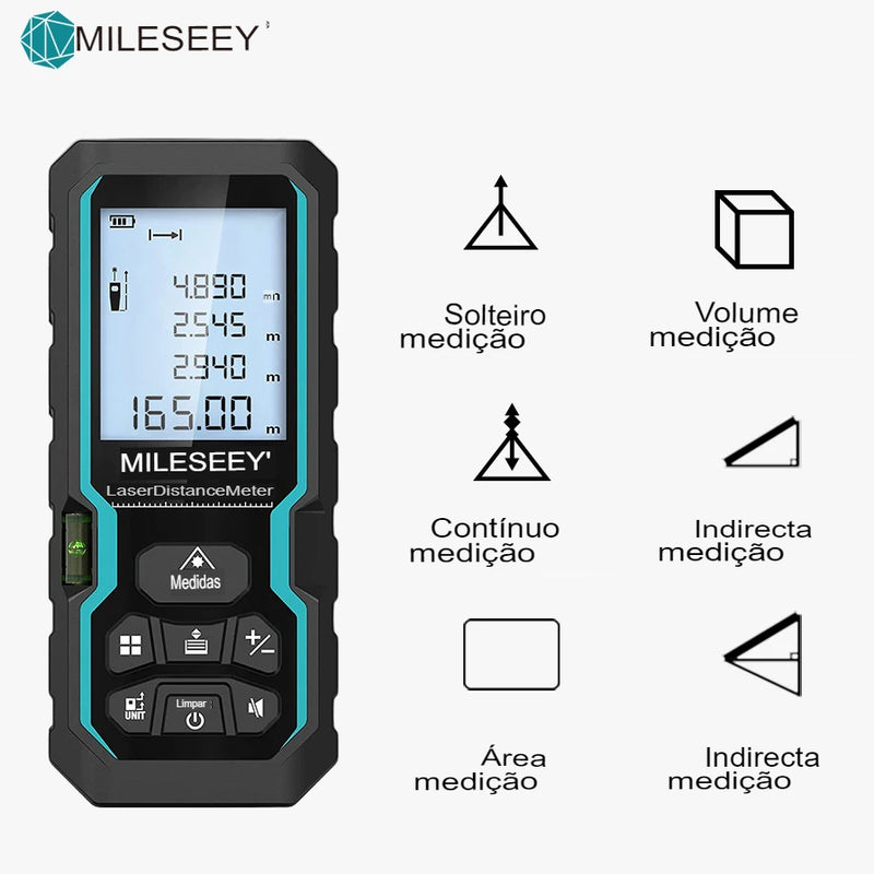 Trena Digital Laser Alta Precisão Profissional Mileseey X6 IP54