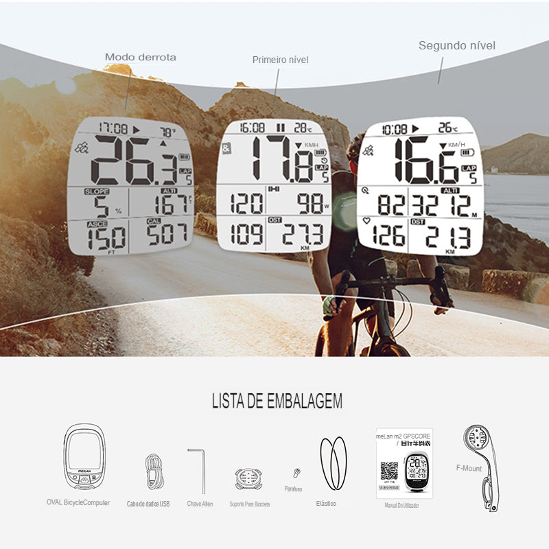 GPS Meilan Com BLUETOOTH e ANT+ compatível com Strava