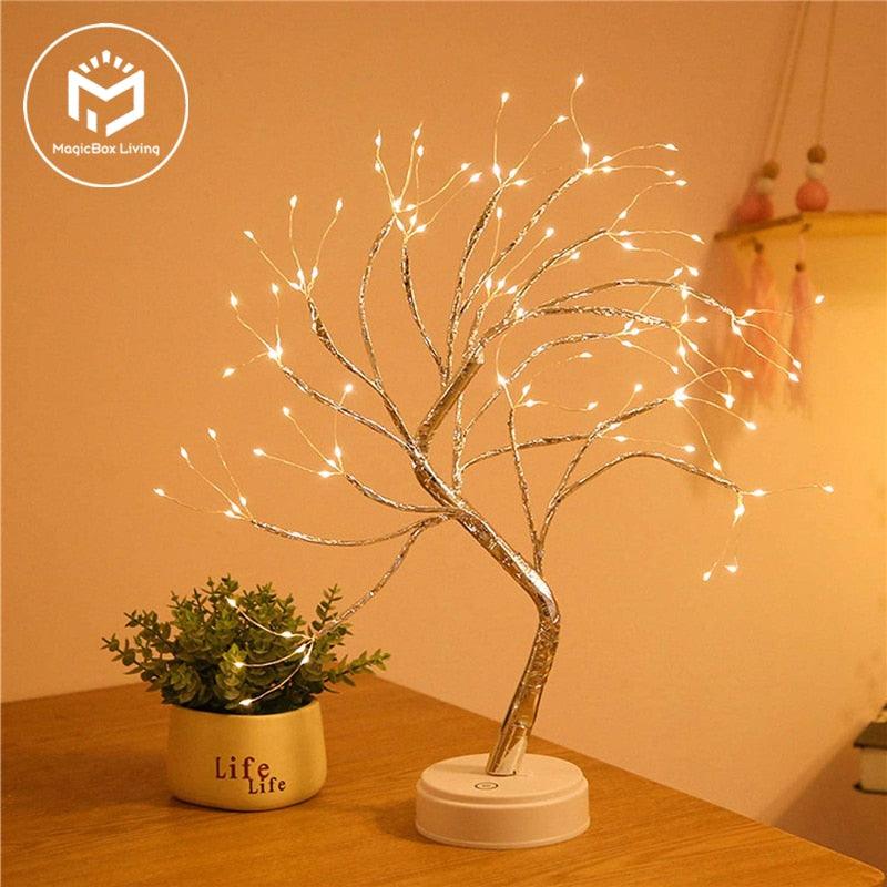 Mini árvore de fio de cobre com iluminação agradável - Tem diversos